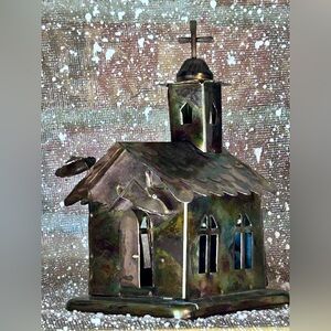 🎶 Vintage Berkeley Designs Copper & Tin Church Music Box Plays Amazing Grace